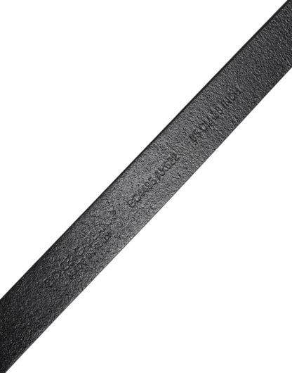 Ceinture classique en cuir de veau noir Dolce &amp; Gabbana avec boucle en métal et logo
