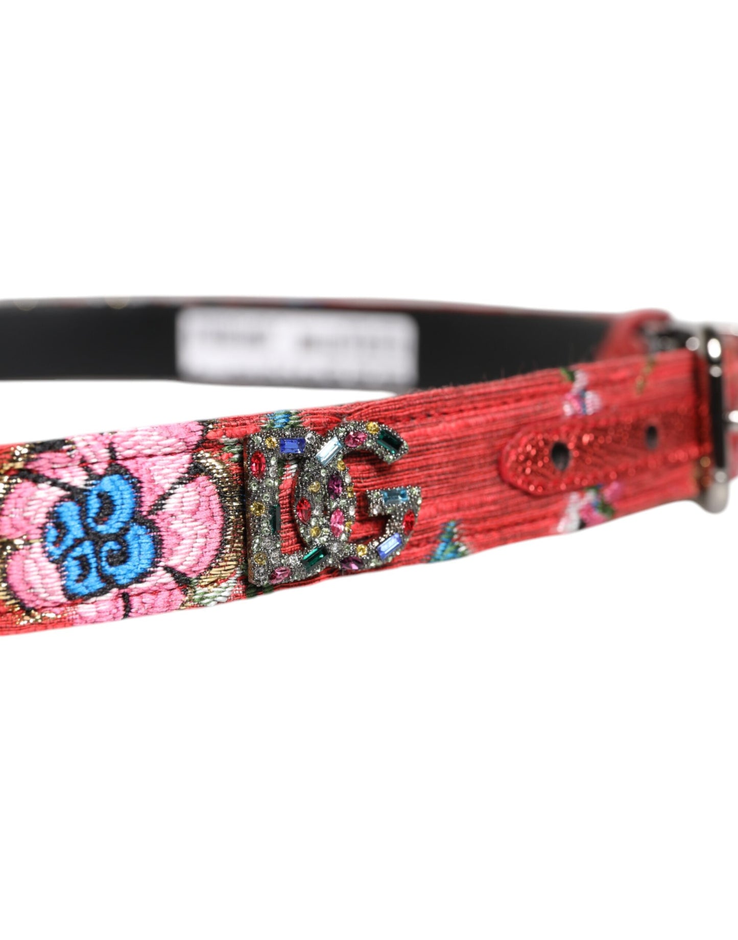 Ceinture Dolce &amp; Gabbana à boucle en métal ornée de fleurs rouges DG