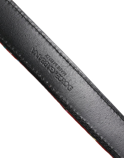 Ceinture Dolce &amp; Gabbana à boucle en métal ornée de fleurs rouges DG