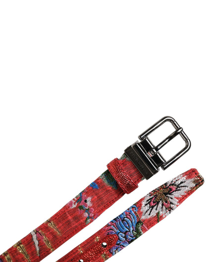 Ceinture Dolce &amp; Gabbana à boucle en métal ornée de fleurs rouges DG