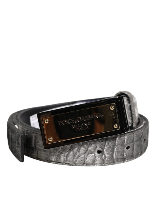 Ceinture Dolce &amp; Gabbana Silver Classic avec boucle à plaque logo dorée