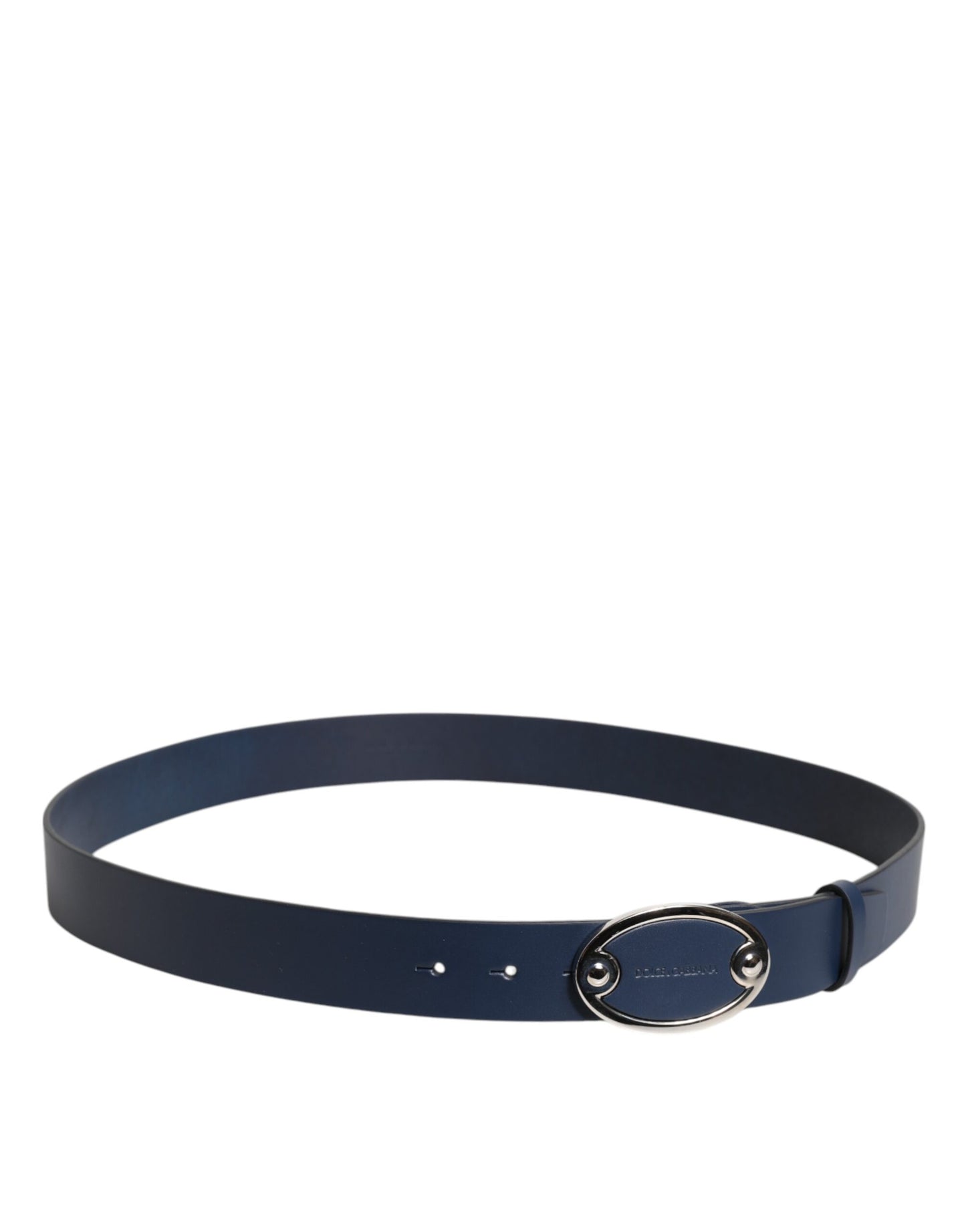 Ceinture classique en cuir bleu Dolce &amp; Gabbana avec boucle en métal et logo