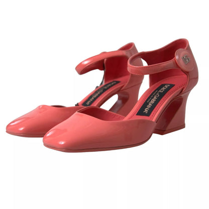 Dolce & Gabbana Peach Leather Ankle Strap Heels Sandals Shoes by Dolce & Gabbana