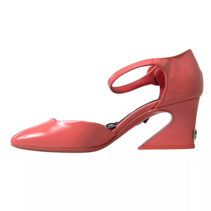 Dolce & Gabbana Peach Leather Ankle Strap Heels Sandals Shoes by Dolce & Gabbana