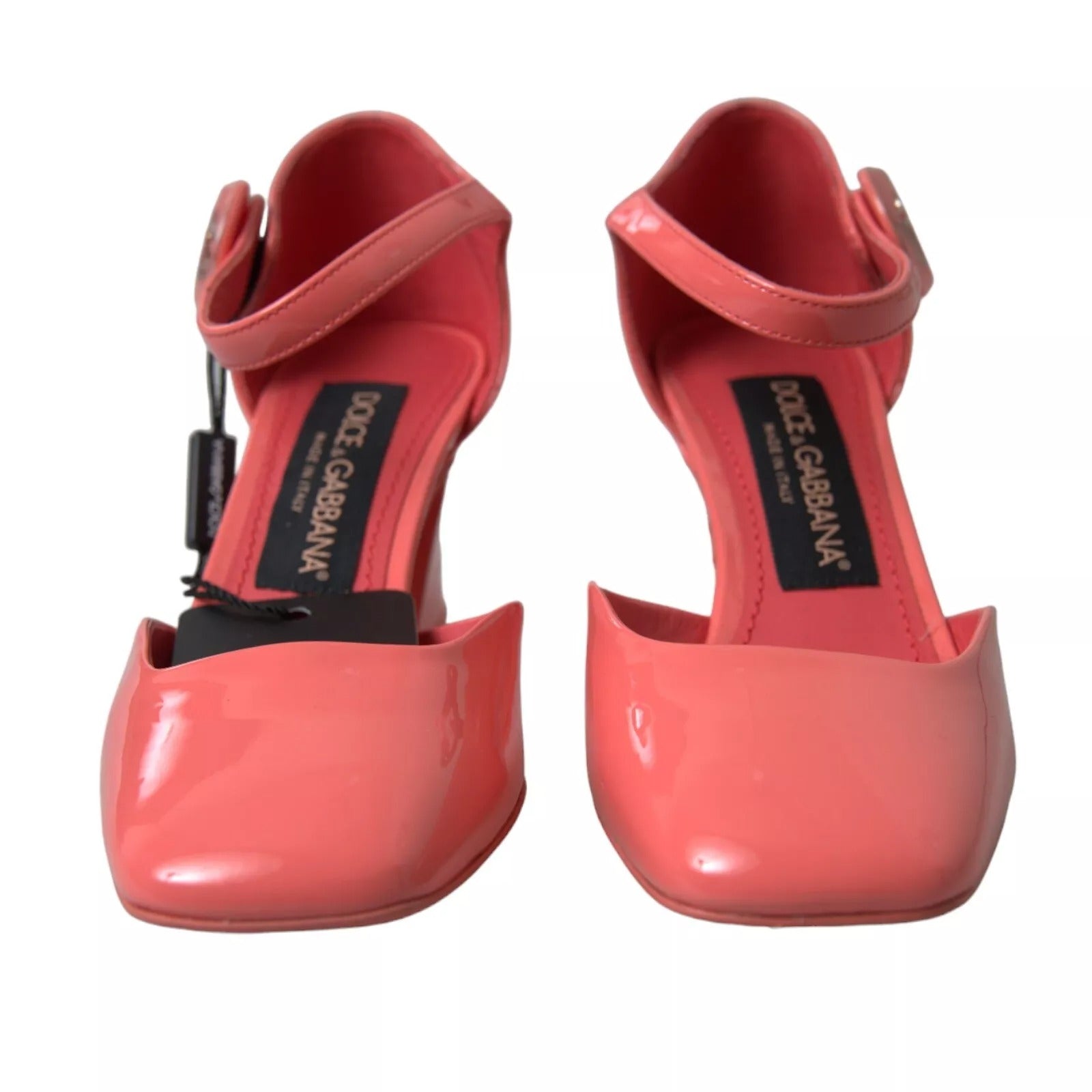 Dolce & Gabbana Peach Leather Ankle Strap Heels Sandals Shoes by Dolce & Gabbana