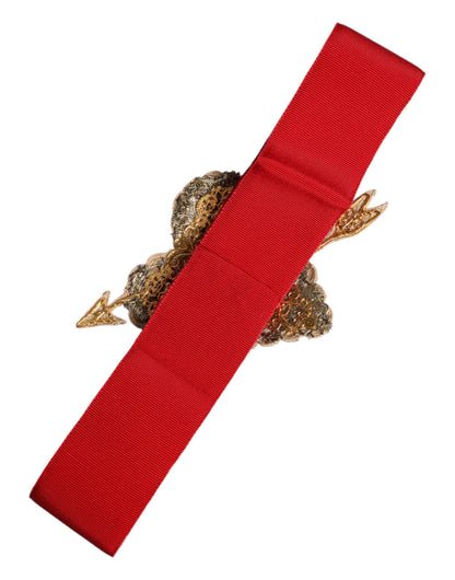 Ceinture extensible rouge Dolce &amp; Gabbana à taille large ornée de cœurs