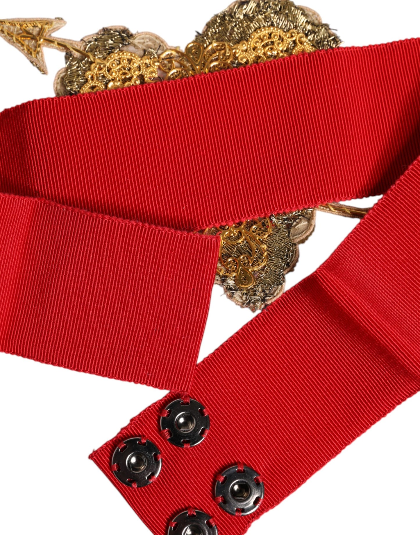 Ceinture extensible rouge Dolce &amp; Gabbana à taille large ornée de cœurs