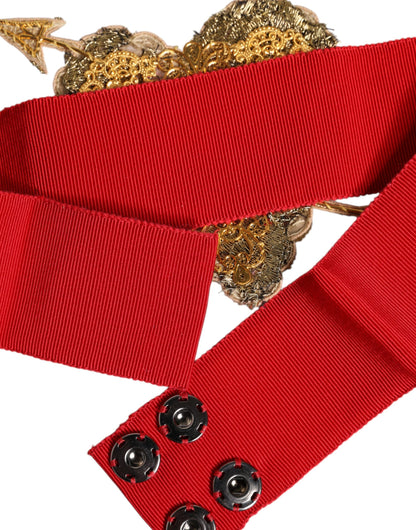 Ceinture extensible rouge Dolce &amp; Gabbana à taille large ornée de cœurs