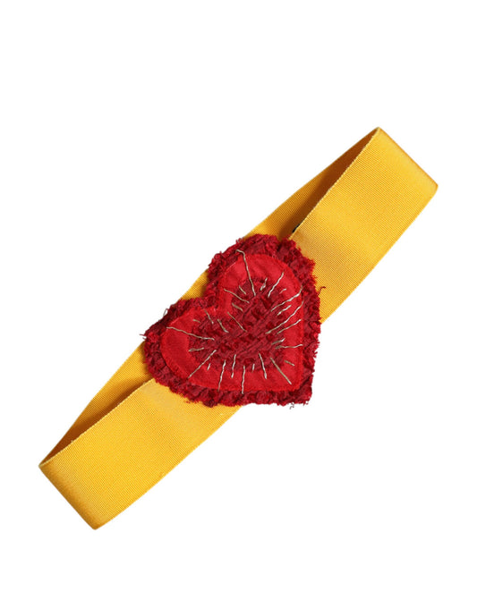 Ceinture extensible jaune Dolce &amp; Gabbana à taille large ornée de cœurs