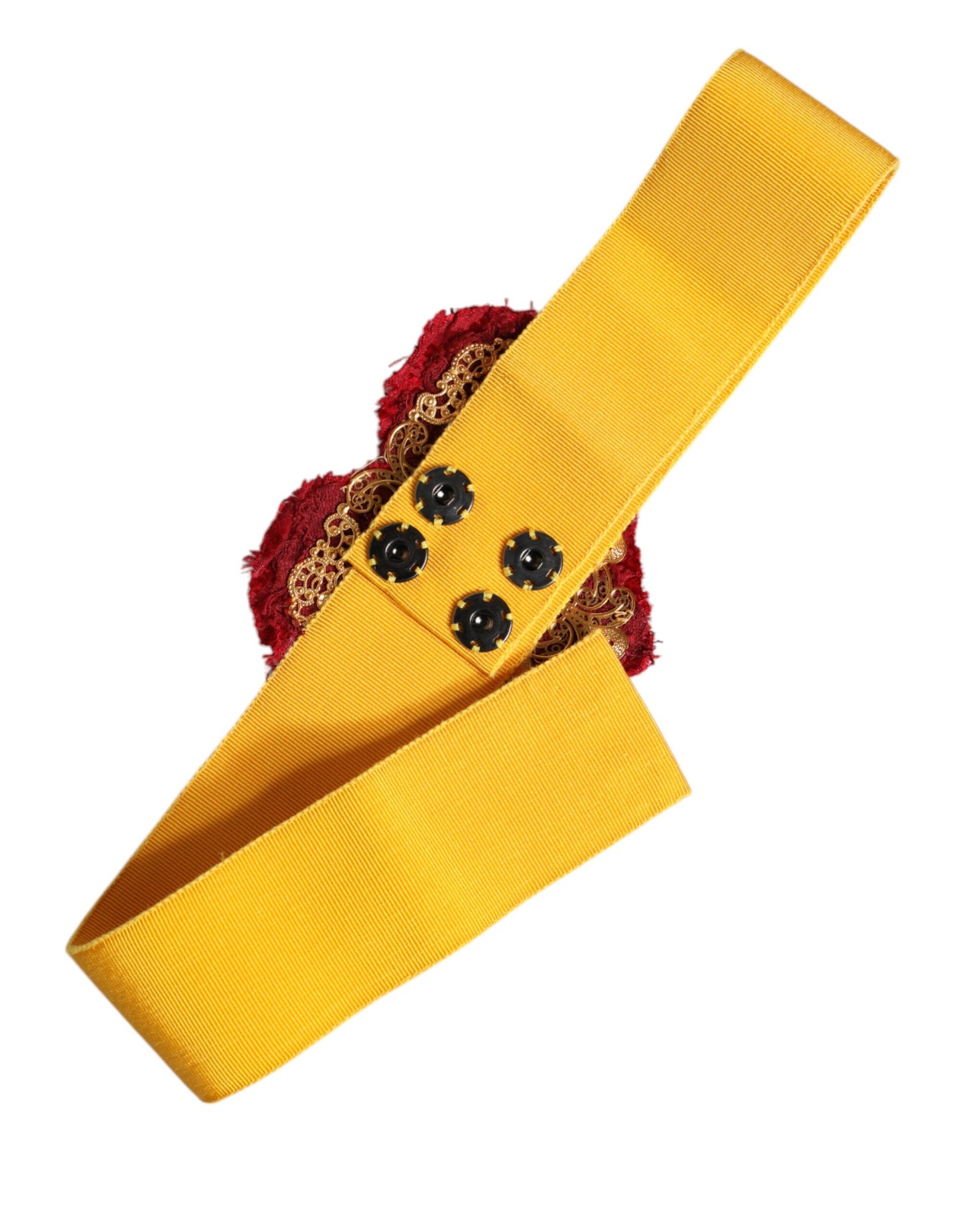 Ceinture extensible jaune Dolce &amp; Gabbana à taille large ornée de cœurs