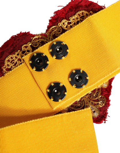Ceinture extensible jaune Dolce &amp; Gabbana à taille large ornée de cœurs