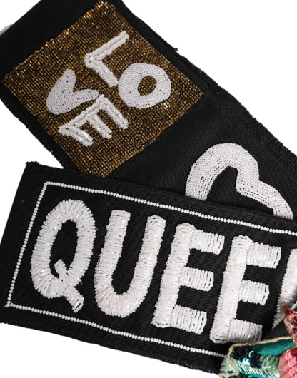 Ceinture extensible noire à ornements multicolores Dolce &amp; Gabbana