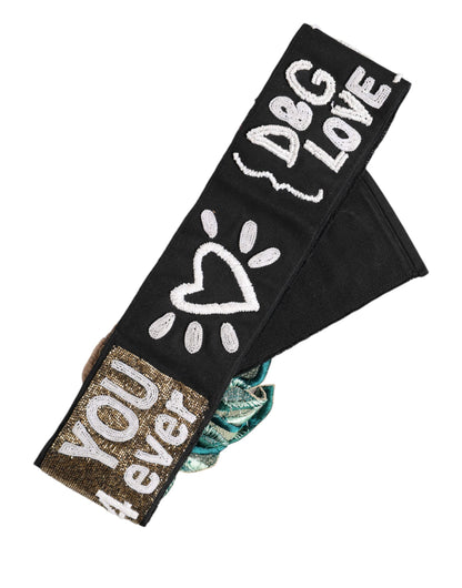 Ceinture extensible noire à ornements multicolores Dolce &amp; Gabbana