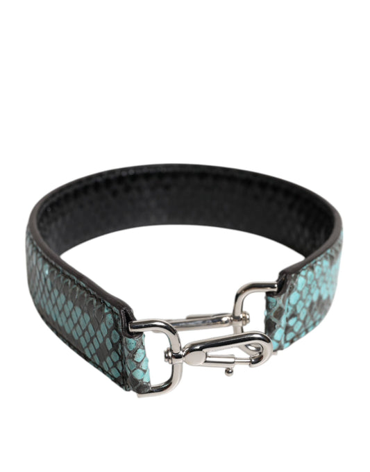 Dolce Gabbana Schouderriem Pythonleer Zwart Blauw 45x3cm