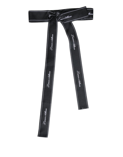 Dolce &amp; Gabbana Black Waist Ribbon Wide Bow Logo Belt
