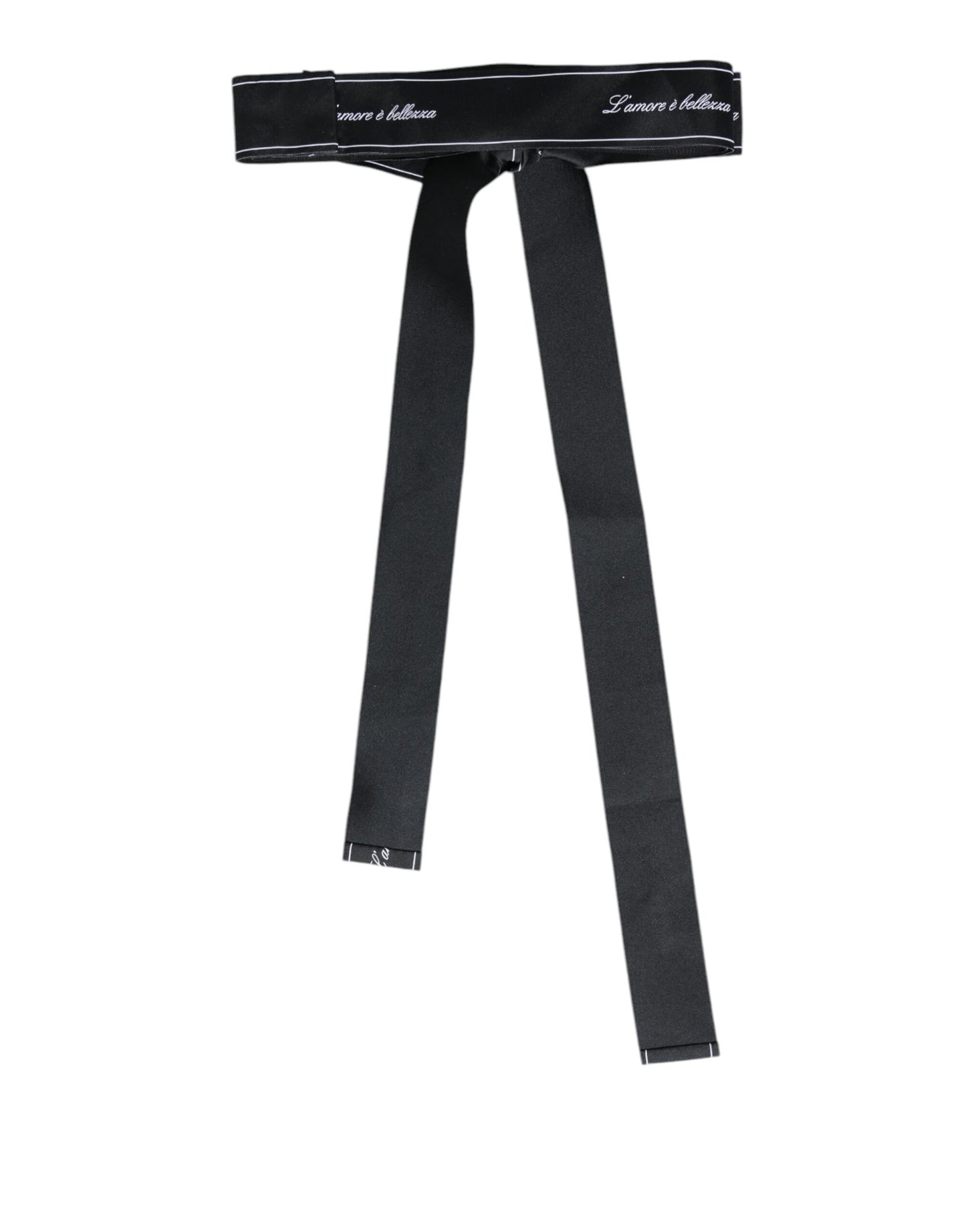 Dolce &amp; Gabbana Black Waist Ribbon Wide Bow Logo Belt