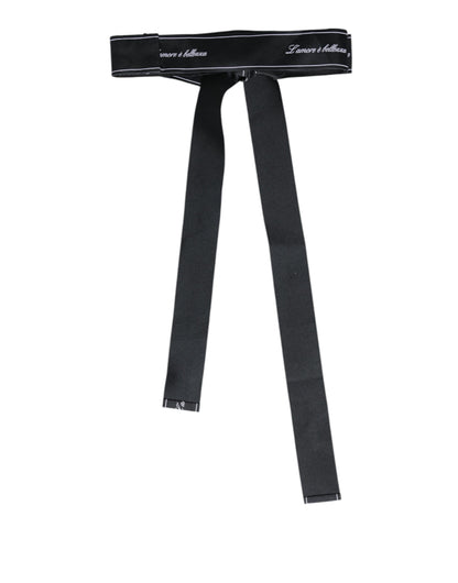 Dolce &amp; Gabbana Black Waist Ribbon Wide Bow Logo Belt