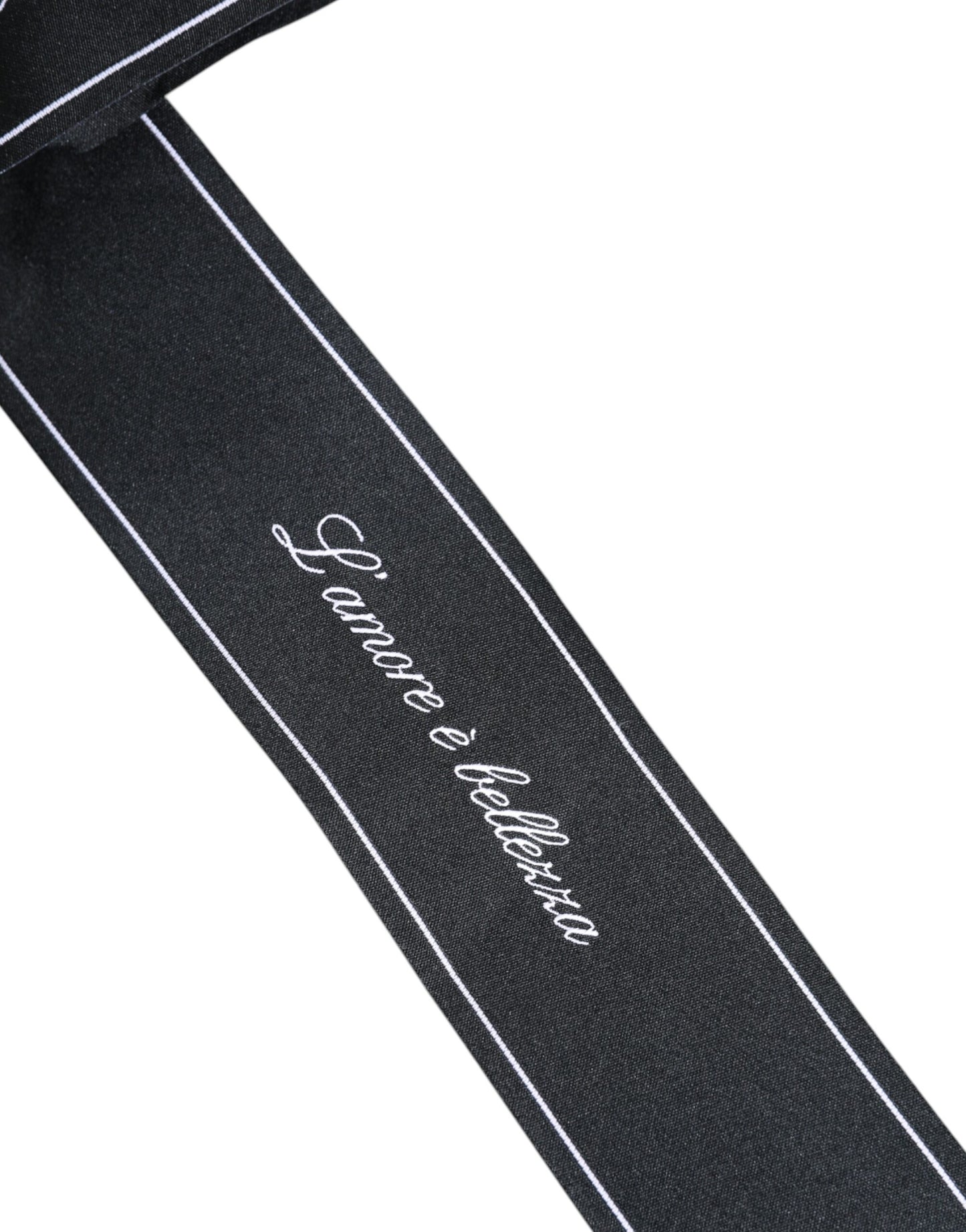 Dolce &amp; Gabbana Black Waist Ribbon Wide Bow Logo Belt