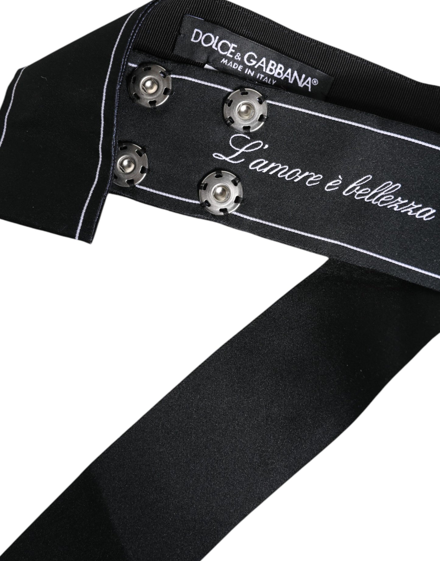 Dolce &amp; Gabbana Black Waist Ribbon Wide Bow Logo Belt