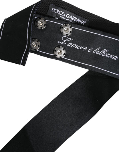 Dolce &amp; Gabbana Black Waist Ribbon Wide Bow Logo Belt