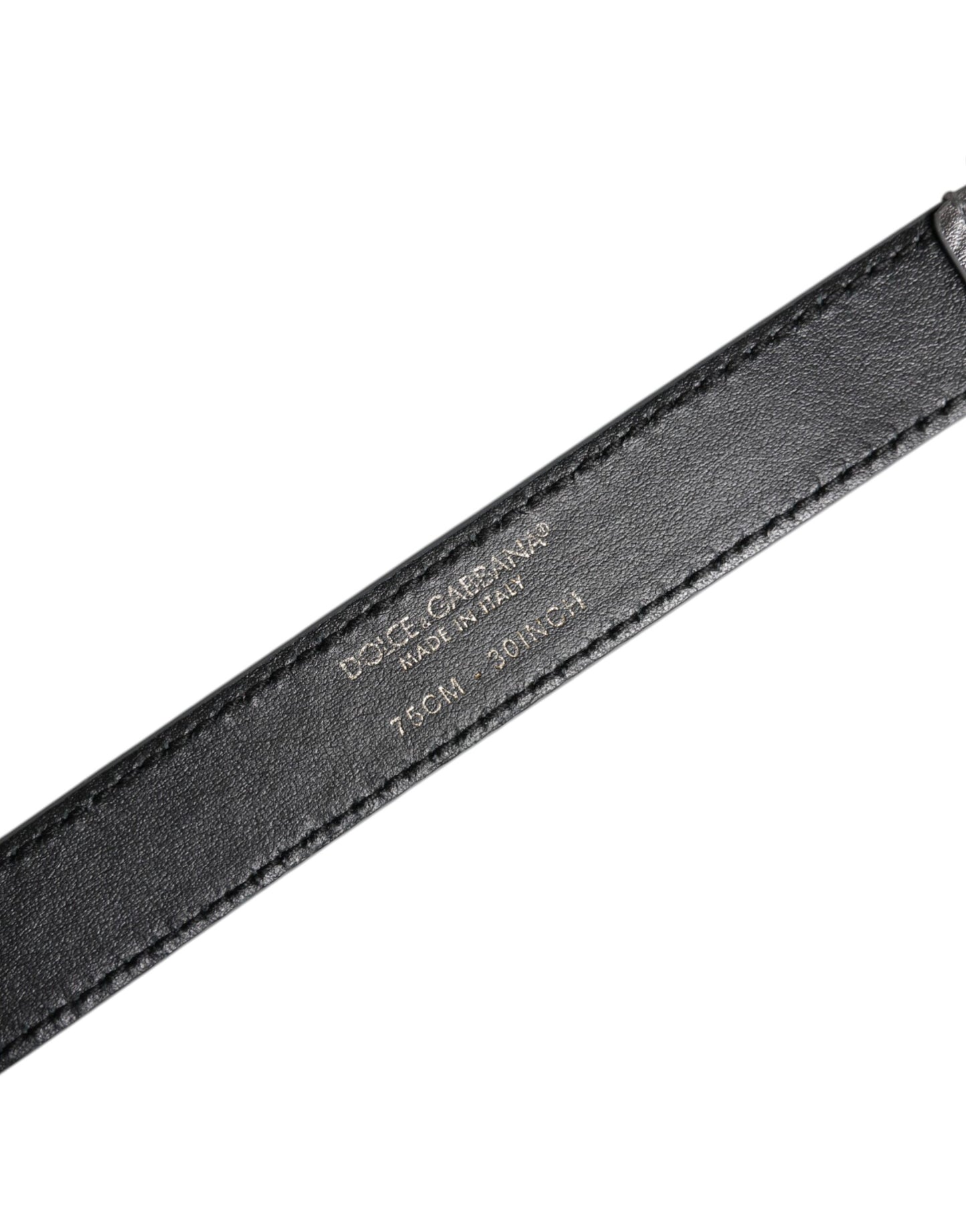 Dolce &amp; Gabbana Silver Logo Engraved Metal Waist Buckle Belt