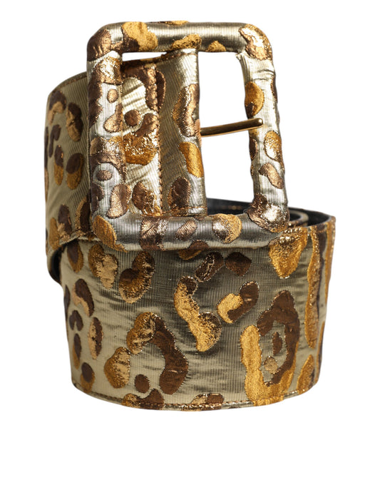 Dolce &amp; Gabbana Gold Spotted Jacquard Fabric Wide Waist Belt