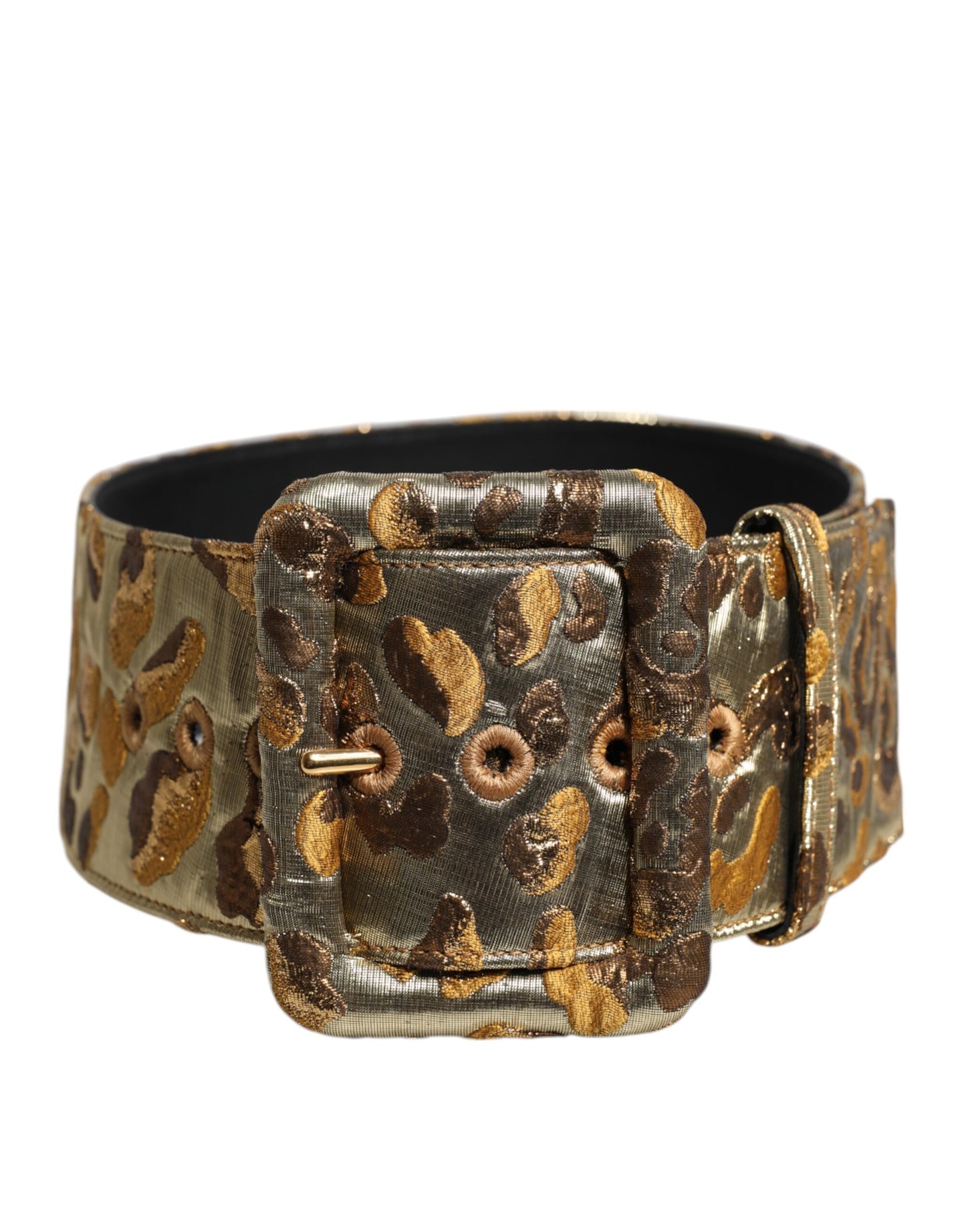Dolce &amp; Gabbana Gold Spotted Jacquard Fabric Wide Waist Belt
