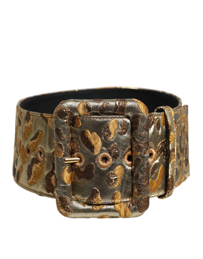 Dolce &amp; Gabbana Gold Spotted Jacquard Fabric Wide Waist Belt