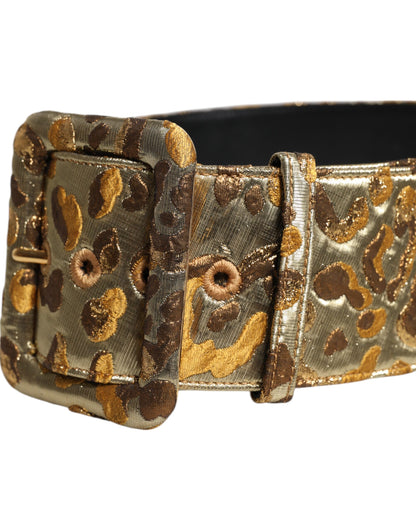 Dolce &amp; Gabbana Gold Spotted Jacquard Fabric Wide Waist Belt