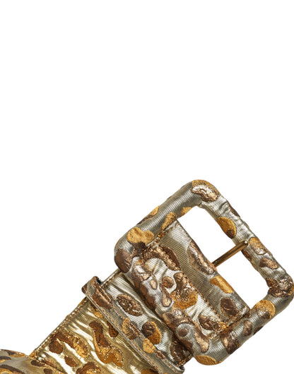 Dolce &amp; Gabbana Gold Spotted Jacquard Fabric Wide Waist Belt