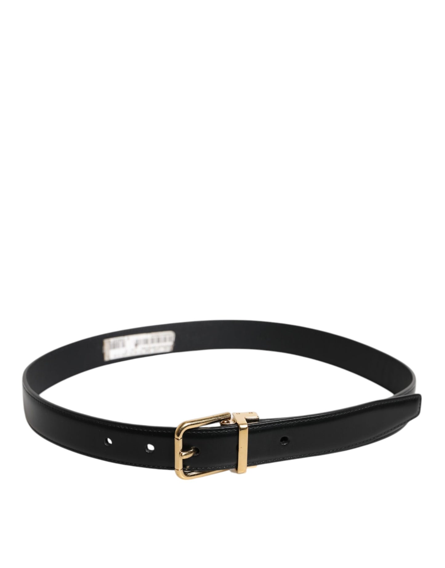 Dolce &amp; Gabbana Black Leather Gold Metal Waist Buckle Belt