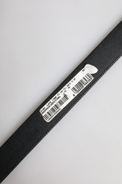 Dolce &amp; Gabbana Black Leather Gold Metal Waist Buckle Belt