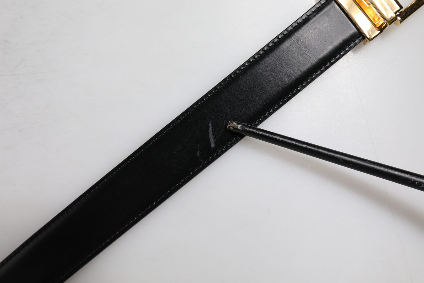 Dolce &amp; Gabbana Black Leather Gold Metal Waist Buckle Belt