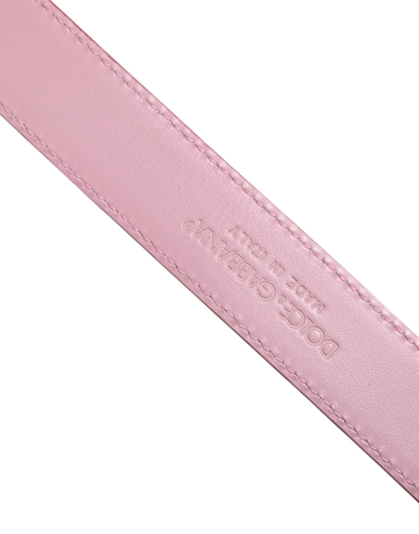 Dolce &amp; Gabbana Pink Leather Gold Logo Metal Waist Buckle Belt