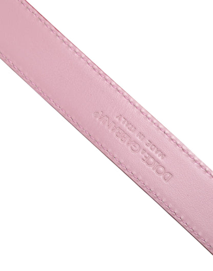 Dolce &amp; Gabbana Pink Leather Gold Logo Metal Waist Buckle Belt