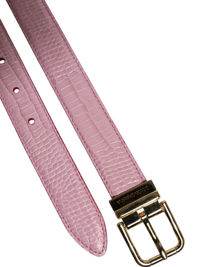Dolce &amp; Gabbana Pink Leather Gold Logo Metal Waist Buckle Belt