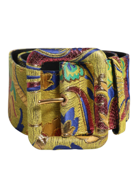 Dolce &amp; Gabbana Multicolor Floral Jacquard Wide Waist Belt