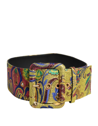 Dolce &amp; Gabbana Multicolor Floral Jacquard Wide Waist Belt