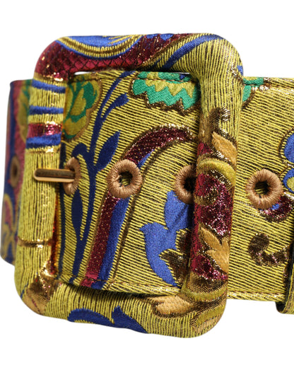 Dolce &amp; Gabbana Multicolor Floral Jacquard Wide Waist Belt