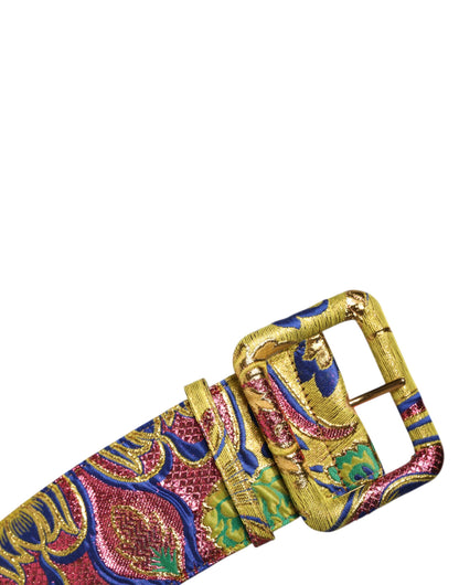 Dolce &amp; Gabbana Multicolor Floral Jacquard Wide Waist Belt