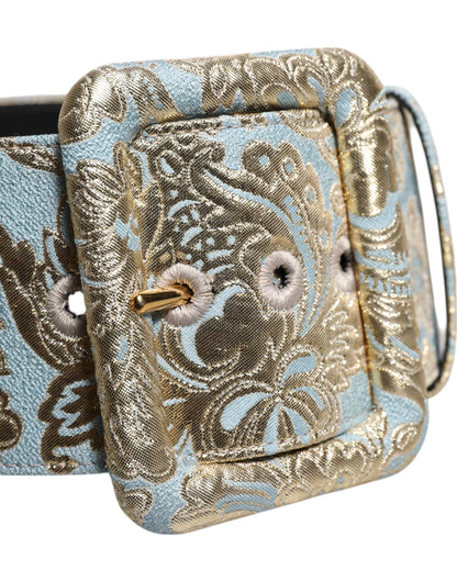 Dolce &amp; Gabbana Multicolor Floral Jacquard Wide Waist Belt