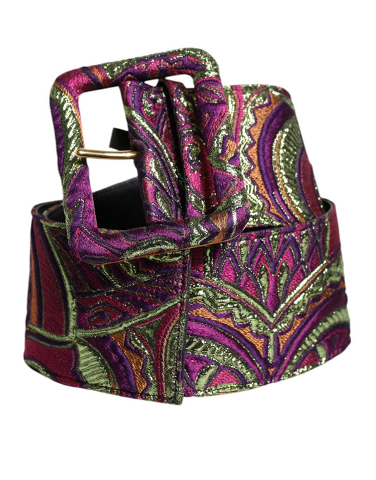 Dolce &amp; Gabbana Multicolor Floral Jacquard Wide Waist Belt