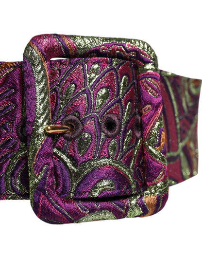 Dolce &amp; Gabbana Multicolor Floral Jacquard Wide Waist Belt