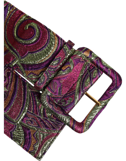 Dolce &amp; Gabbana Multicolor Floral Jacquard Wide Waist Belt
