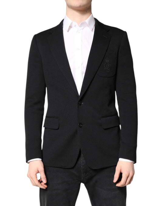 Dolce &amp; Gabbana Manteau Slim Fit en Laine Noire Veste de Costume Blazer