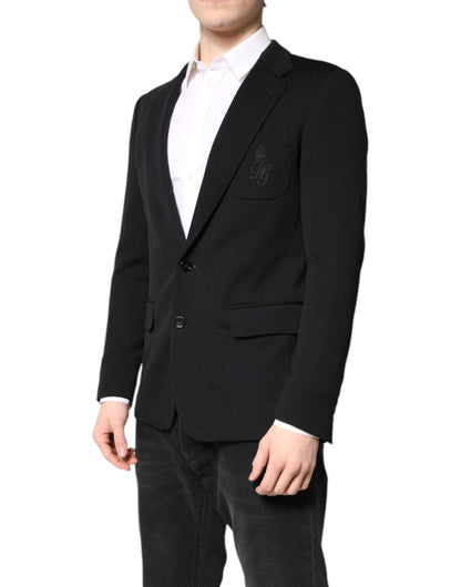 Dolce &amp; Gabbana Manteau Slim Fit en Laine Noire Veste de Costume Blazer