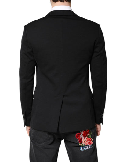 Dolce &amp; Gabbana Manteau Slim Fit en Laine Noire Veste de Costume Blazer