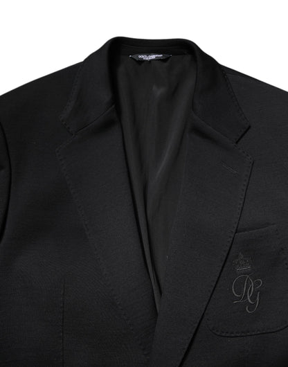 Dolce &amp; Gabbana Manteau Slim Fit en Laine Noire Veste de Costume Blazer