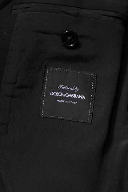 Dolce &amp; Gabbana Manteau Slim Fit en Laine Noire Veste de Costume Blazer