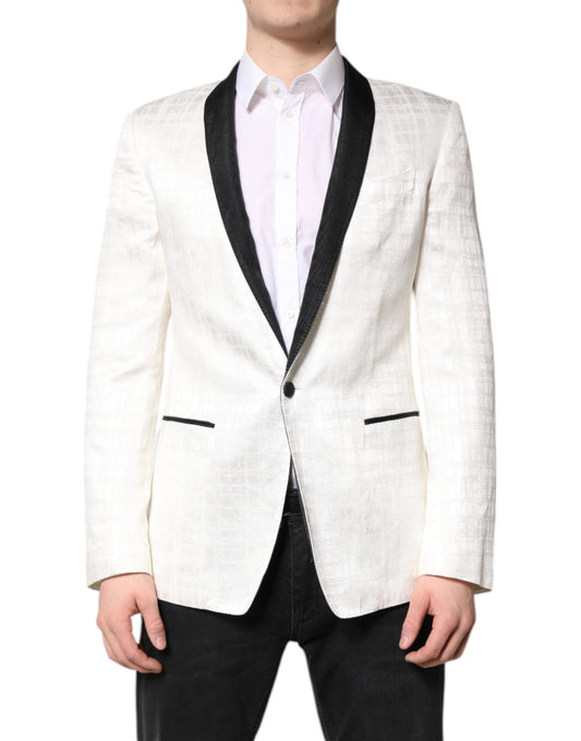 Costume blazer à simple boutonnage Dolce &amp; Gabbana blanc et noir